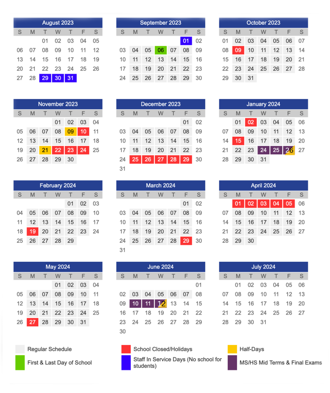 Calendar - Timothy Christian School