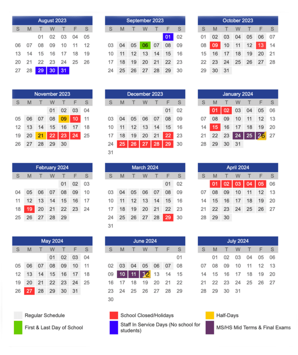 Calendar Timothy Christian School