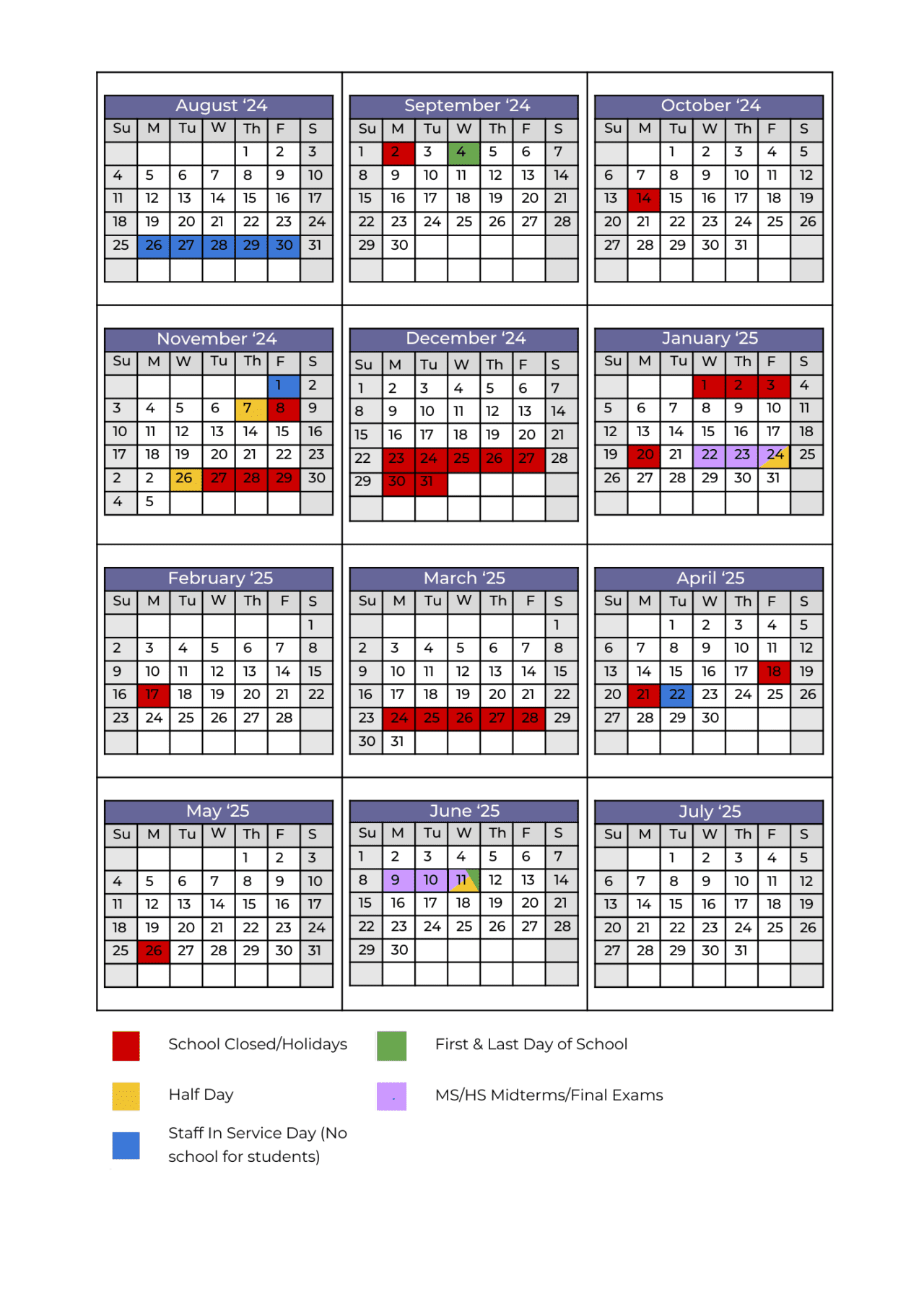 Calendar Timothy Christian School