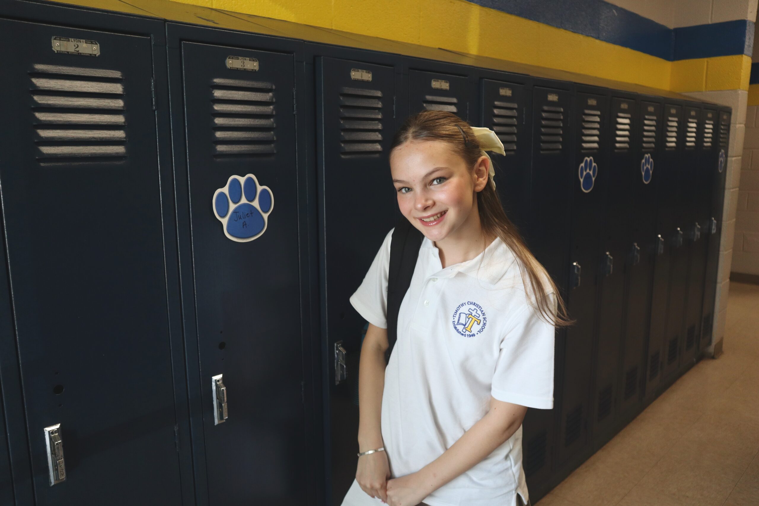 Student in hallway at Timothy Christian School